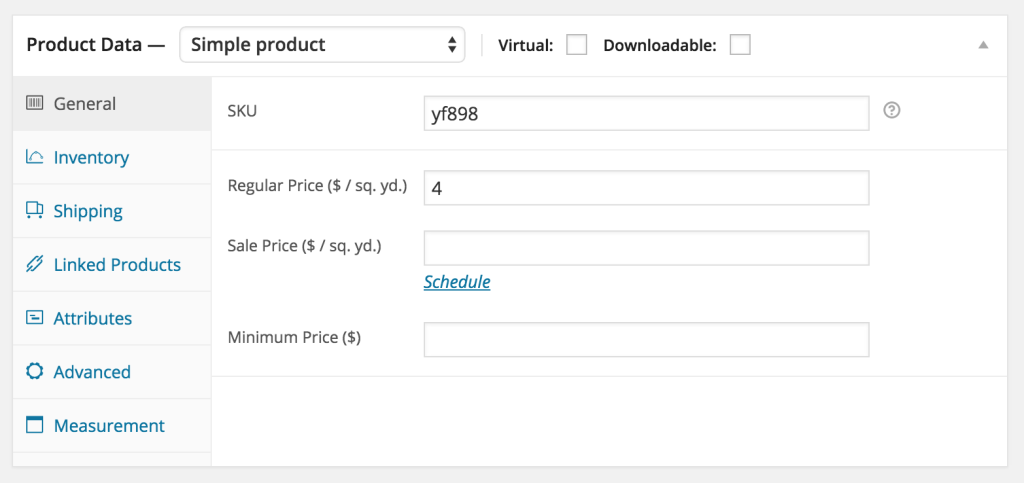Setting price per yard