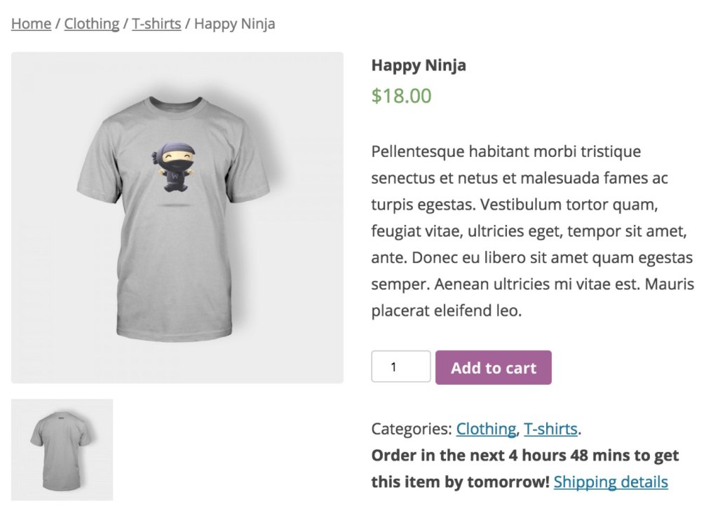 Advanced Message with link to shipping policy