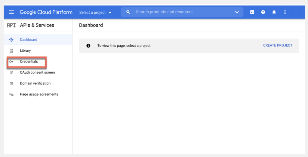 google console credentials