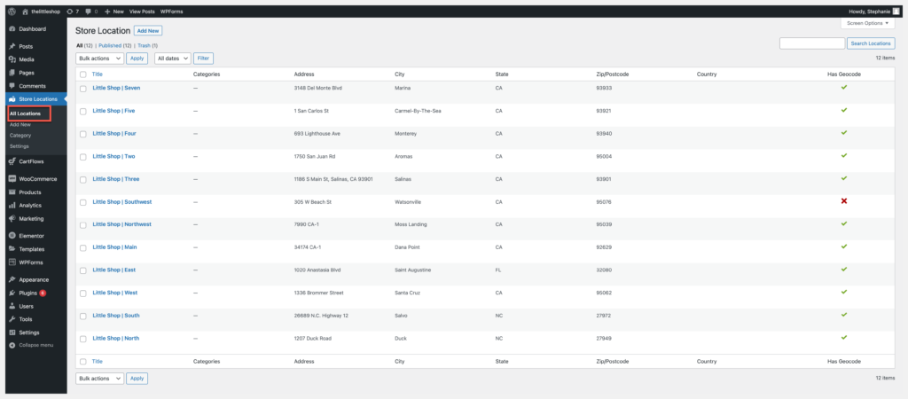 store locator all locations tab