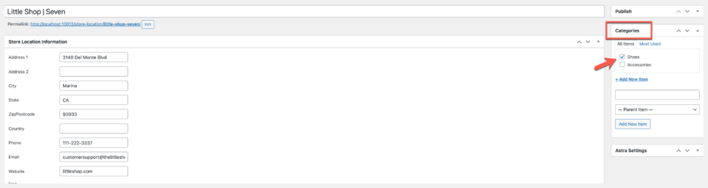 store locator set category