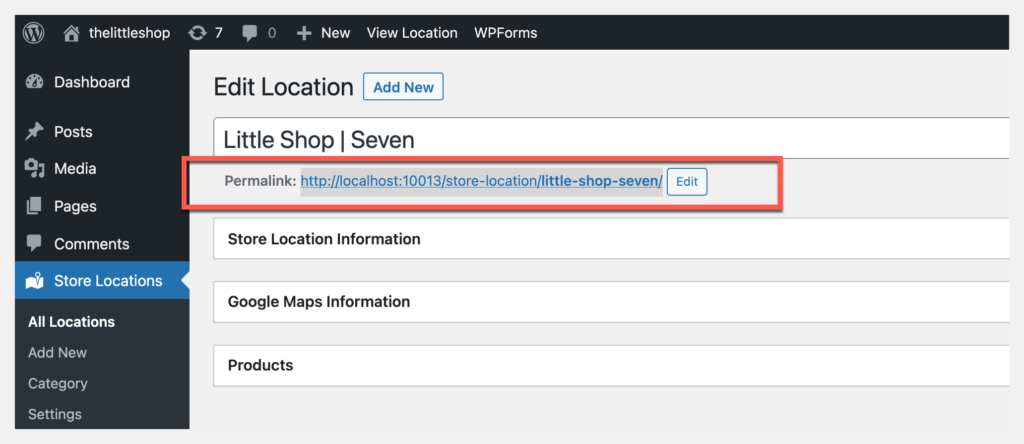 store locator permalink