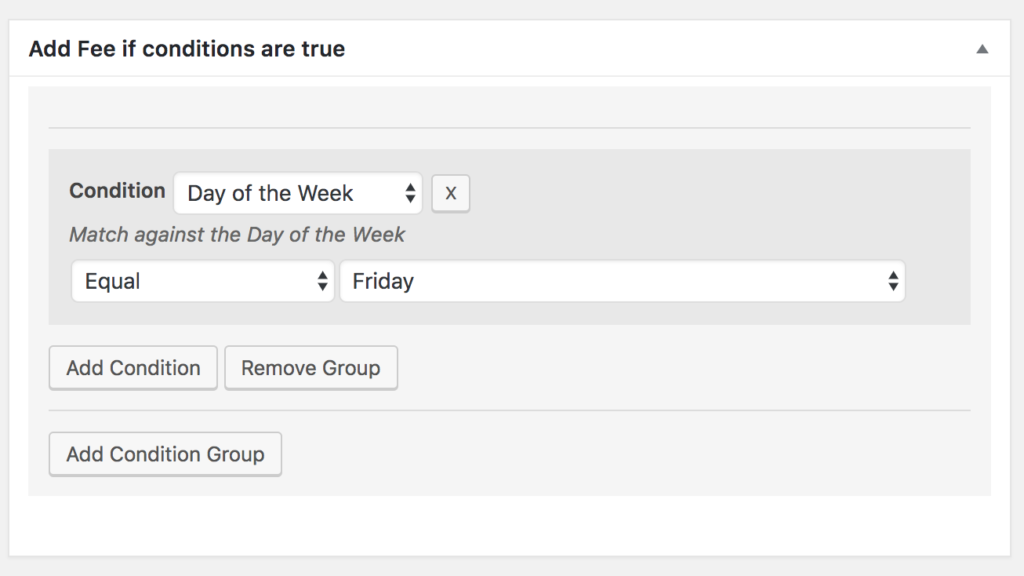 Set fees based on day of the week