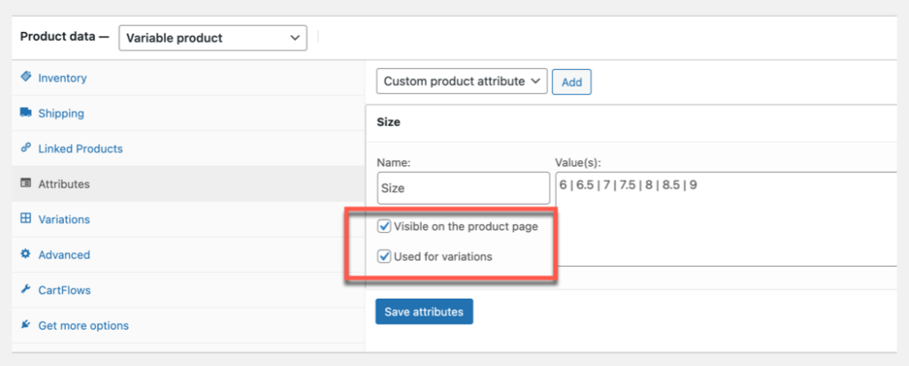woocommerce product data enable variations