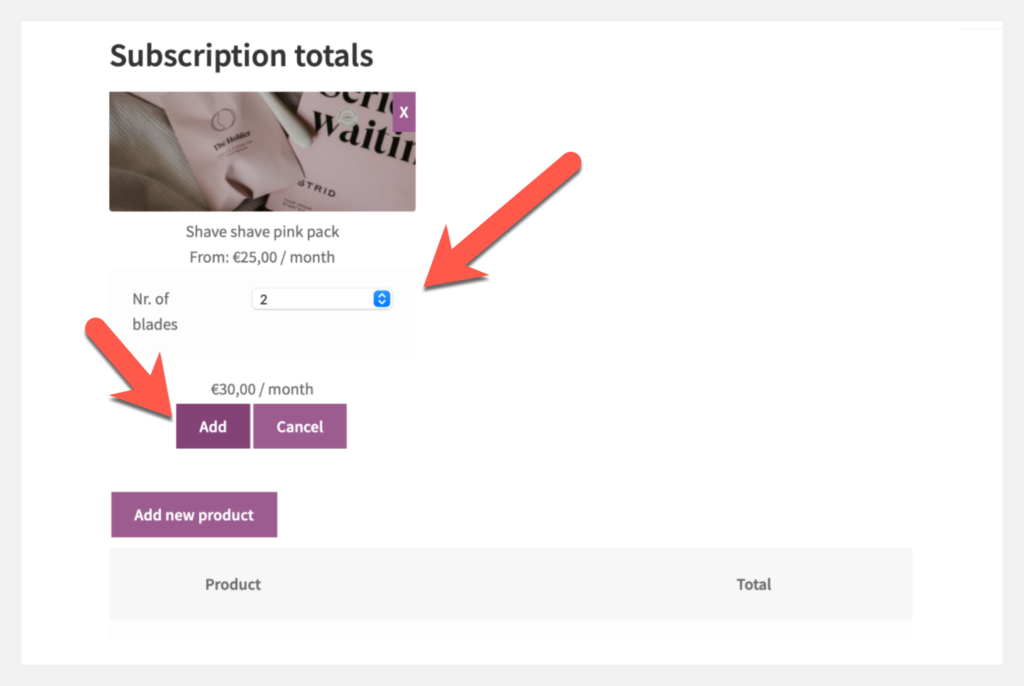 selfservice dashboard add product