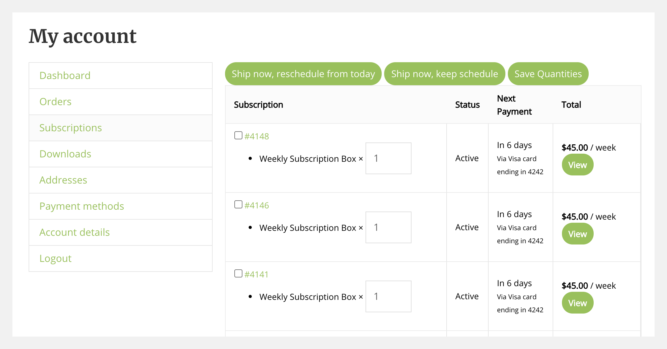 Toolbox Subscription Settings